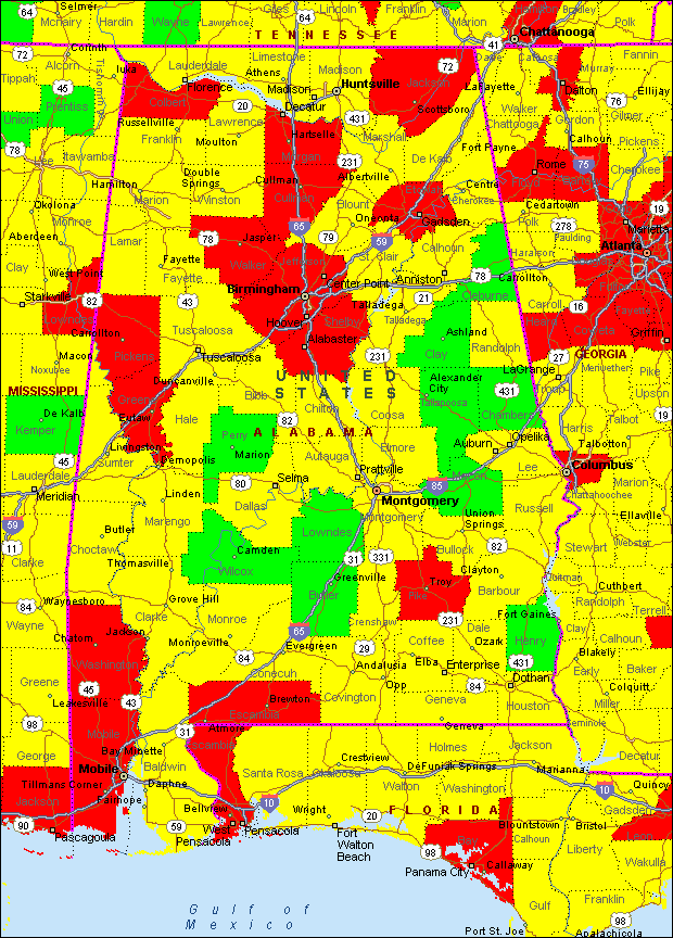 Alabama Air Quality Map