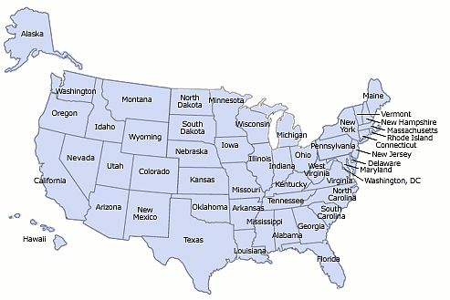 Map of the United States for US Air Quality Gradebook - Maps