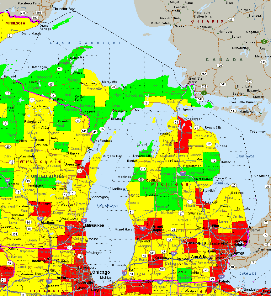 Michigan Air Quality Map