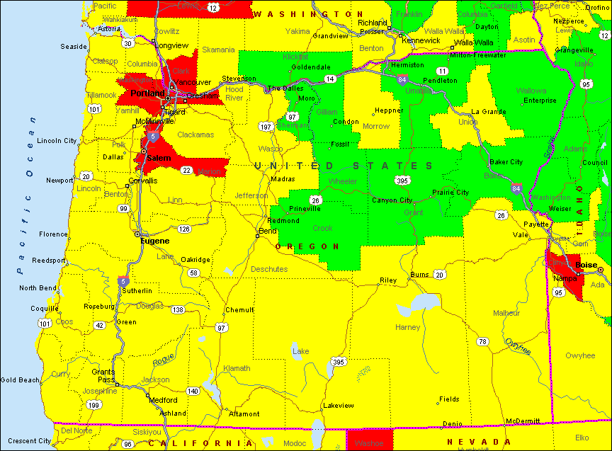 Oregon Air Quality Map