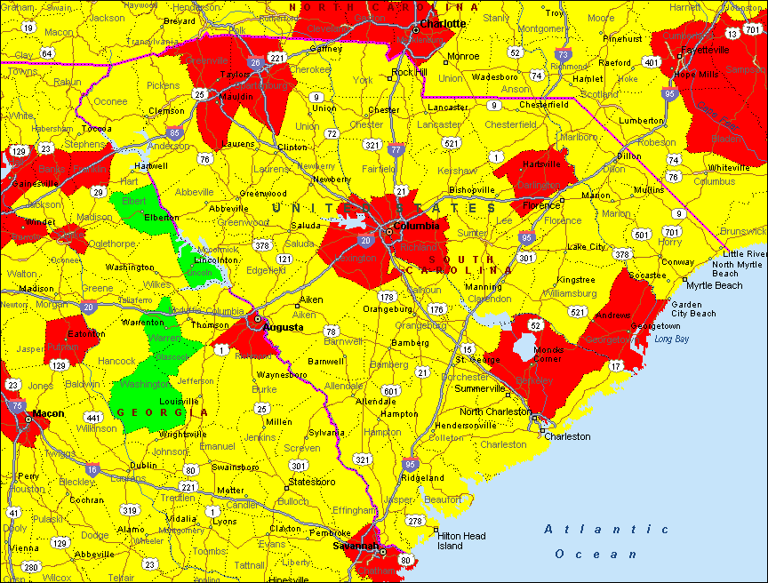 South Carolina Air Quality Map