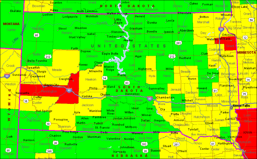 South Dakota Air Quality Map