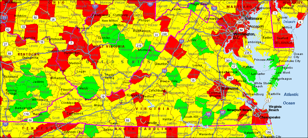 Virginia Air Quality Map
